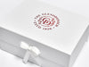 The Glendoranch Red Burgundy Foiled logo on White A3 Deep Changeable Ribbon Gift Boxes