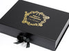 Merry Christmas from Entroxy Gold Foiled Logo on Black A3 Shallow gift box with Changeable Black ribbons