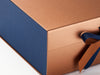Navy Textured FAB Sides® Featured on Copper XL Deep Gift Box with Peacoat Double Ribbon Close Up