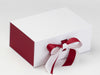 Red Textured FAB Sides® Decorative Side Panels Featured on White A5 Deep Gift Box with Dark Red Double Ribbon