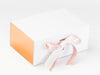 Metallic Rose Gold Sparkle Ribbon Featured on White A5 Deep Gift Box with Rose Copper FAB Sides®