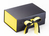 Lemon Yellow FAB Sides® Decorative Side Panels Featured on Black A5 Deep Gift Box with Lemon Yellow Double Ribbon
