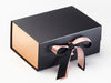 Rose Copper FAB Sides® Decorative Side Panels Featured on Black A5 Deep Gift Box with Rose Gold Sparkle Double Ribbon