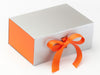 Orange FAB Sides® Decorative Side Panels Featured on Silver A5 Deep Gift Box with Orange Double Ribbon