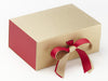 Claret FAB Sides® Decorative Side Panels Featured on Gold A5 Deep Gift Box with Beauty Double Ribbon