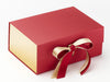 Metallic Gold Foil FAB Sides® Decorative Side Panels Featured on Red A5 Deep Gift Box with Gold Sparkle Double Ribbon