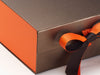 Orange FAB Sides® Decorative Side Panels Featured on Bronze A5 Deep Gift Box with Orange Double Ribbon Close Up