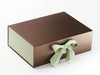 Sage Green FAB Sides® Featured on Bronze A4 Deep Gift ox with Spring Moss and Seafoam Green Double Ribbon