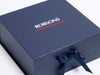 Robsons Two Colour Foiled Logo Printed on Navy Xl Deep Gift Boxes with Changeable Navy Ribbons