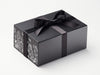 Black A5 Deep No Magnet Gift Box with Black Botanical Sketch FAB Sides® and Black Satin Ribbon