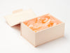 Hessian Linen A5 Deep Gift Box with Peach Tissue Paper