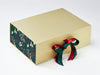 Forest Green Pine Cone Holiday Panels on Gold A4 Gift Box