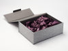 Gray Linen A4 Deep No Magnet Gift Box with Midnight Plum Tissue Paper