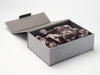 Gray Linen A4 Deep No Magnet Gift Box with Slate Gray Tissue Paper