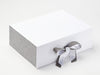 Gray Linen FAB Sides® Featured on White Gift Box with Metal Gray Ribbon