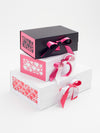 Hot Pink Hearts FAB Sides® Decorative Side Panels Featured on Black and White A5 Deep Gift Boxes