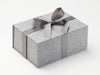Gray Linen Gift Box with Metal Gray Ribbon