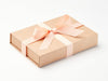 Natural Kraft A5 Shallow No Magnet Gift Box with Peach Fuzz Ribbon