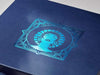 Navy Blue XL Gift Box with Turquoise Custom Foil Print