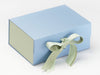 Sage Green FAB Sides® Decorative Side Panels Featured on Pale Blue A5 Deep Gift Box with Spring Moss and Seafoam Green Double Ribbon