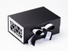 White Hearts FAB Sides® and White Satin Ribbon On Black A5 Deep Gift Box