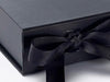 Small Black Folding Gift Boxes with Fixed Ribbon Ties