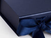 Small Navy Blue Folding Gift Box Ribbon Detail