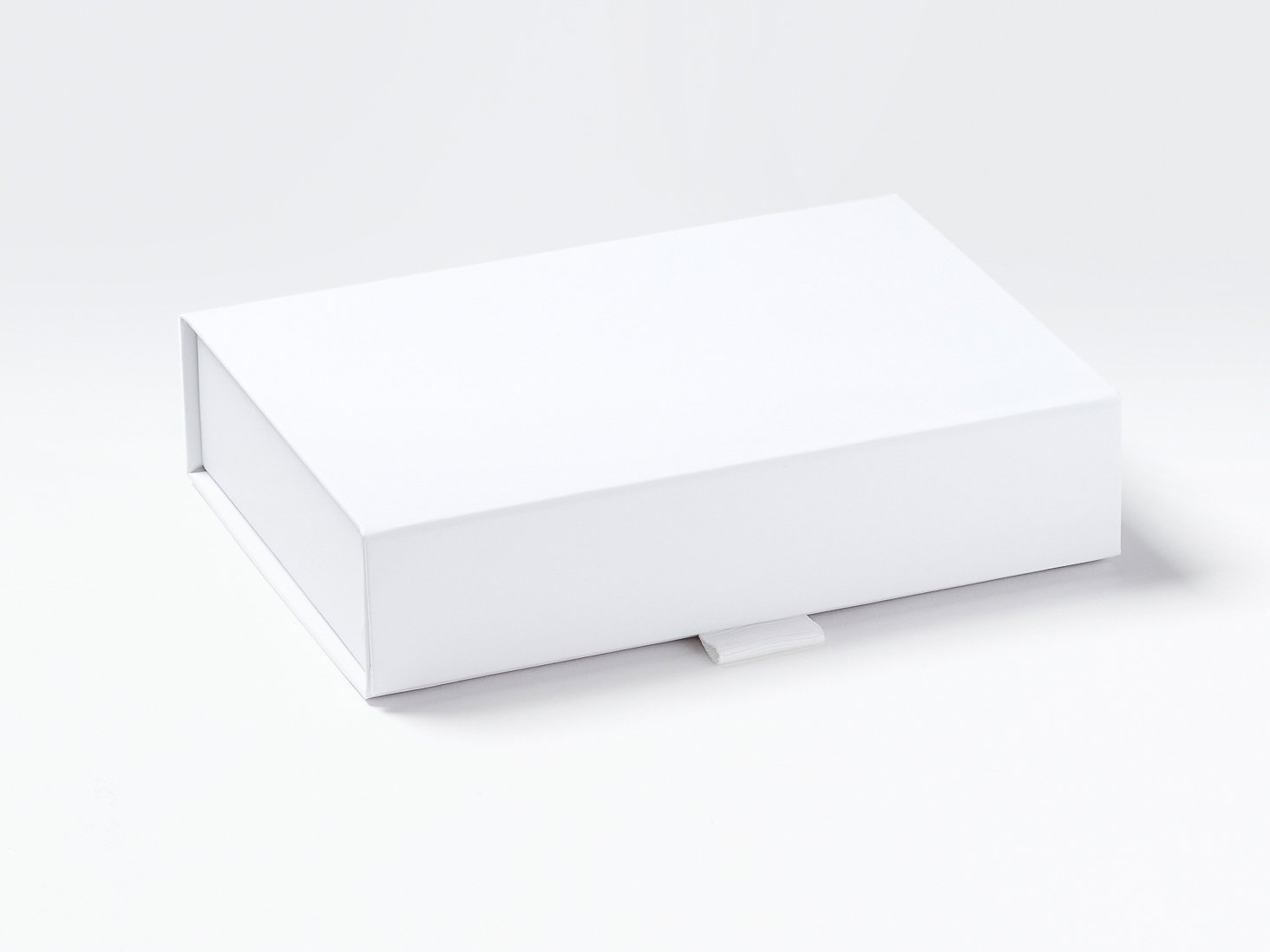 White A6 shallow Gift Box Sample with Ribbon Tab Loop