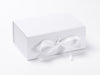 White A5 Deep Folding Gift Box with fixed grosgrain ribbon ties
