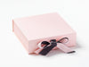 Pale Pink Gift Box Featuring Additional Charcoal Ribbon Double Bow