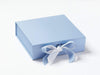 Example of White Ribbon Double Bow on Pale Blue Medium Gift Box