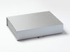 Silver A4 Shallow Gift Box Sample with Silver Gray Ribbon Tab Loop