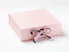 Example of Black Ribbon Double Bow on Pale Pink Gift Box