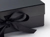 Black folding gift box front ribbon detail