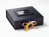 Black Large Gift Box Featuring Black Photo Frame with Hyancinth and Daffodil Double Ribbon Bow