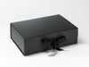 A4 Black Folding Gift Box with fixed ribbon ties