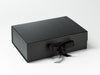 A4 Deep Black luxury folding gift box sample with fixed ribbon
