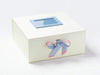 Example of Rose Pink and French Blue Double Ribbon Bow Featured on Ivory Gift Box with Pale Blue Photo Frame