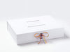 Example of Organza Stripe Ribbon Featured on White A3 Shallow Gift Box with White Photo Frame