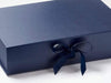 Navy Blue A3 Shallow Gift Box Sample Ribbon Detail