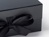 Black A5 Deep Gift Box Fixed Ribbon Detail from Foldabox USA