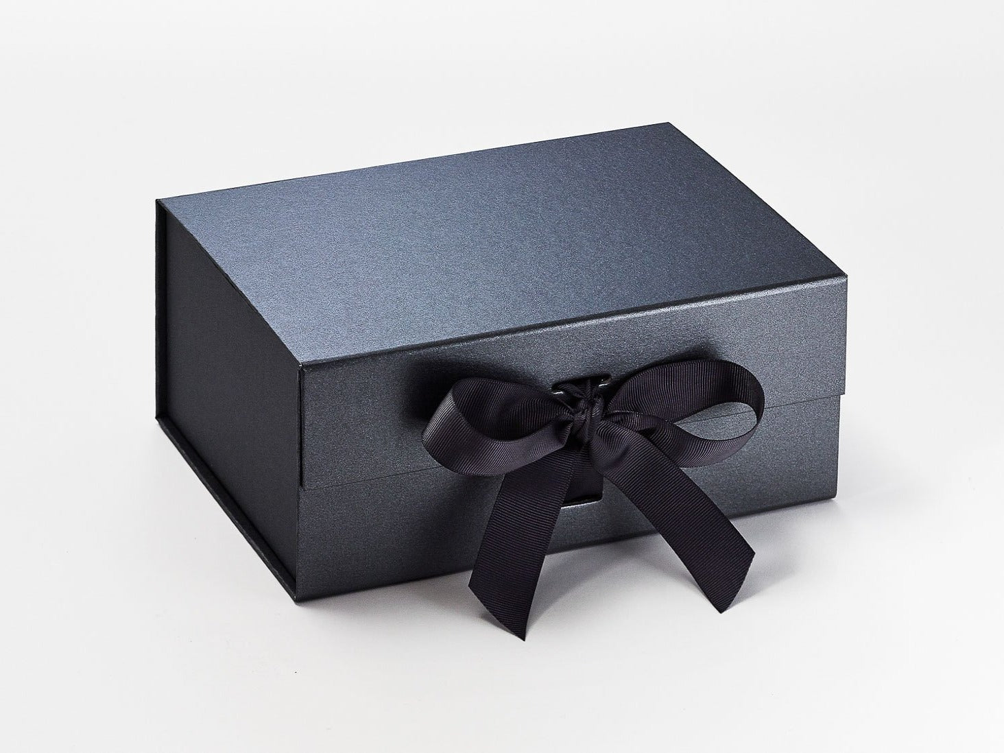 Silver A4 Deep Folding Luxury Gift Box with Changeable Ribbon