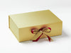 Example of Beauty Double Ribbon Bow Featured on Gold A4 Deep Gift Box
