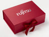 Red Luxury Gift Box Featuring Custom Silver Foil Logo