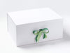 Example of Seafoam Green and Sage Green Double Ribbon Bow on White A3 Deep Gift Box
