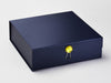 Navy Blue Gift Box Featured with Yellow Diamond Gemstone Closure