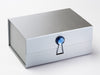 Sapphire Gemstone Gift Box Closure Featured on Silver A5 Deep Gift Box