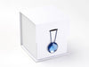 Sapphire Gemstone Gift Box Closure Featured on White Small Cube Gift Box