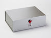 Ruby Gemstone Gift Box Closure Featured on Silver A4 Deep Gift Box