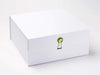 White XL Deep Folding Gift Box with Peridot Gemstone Closure